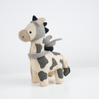 Cream and grey plush giraffe dog toy