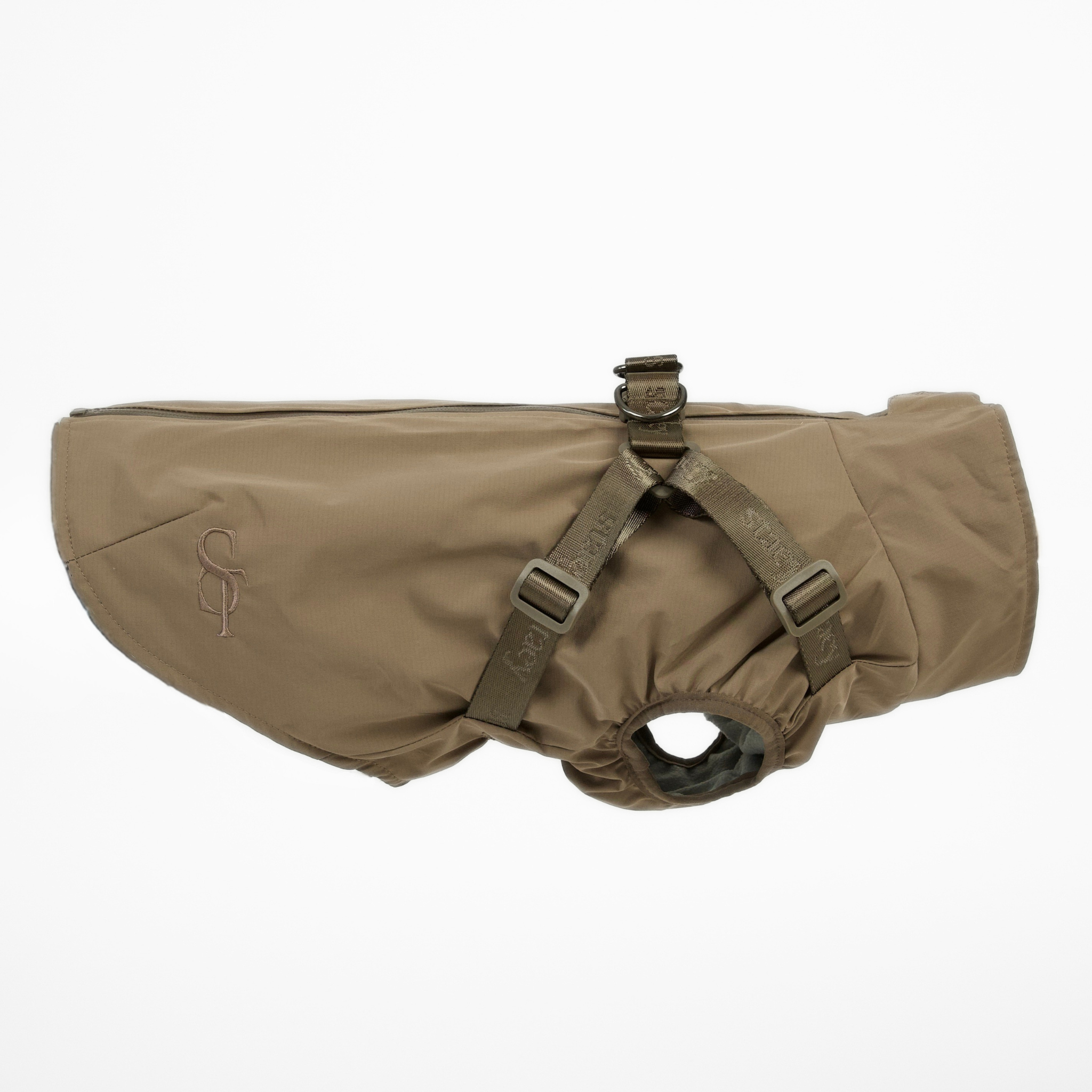 Norma Dog Rain Coat w. Harness | Taupe