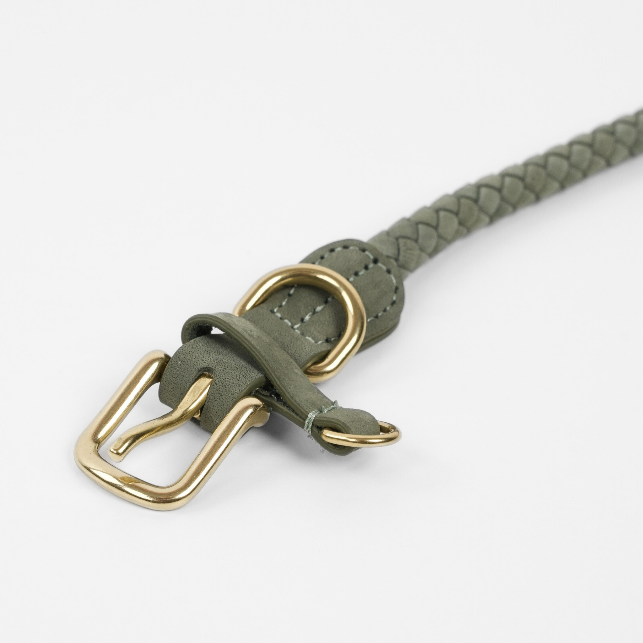 Kaia Braided Dog Collar | Moss Green