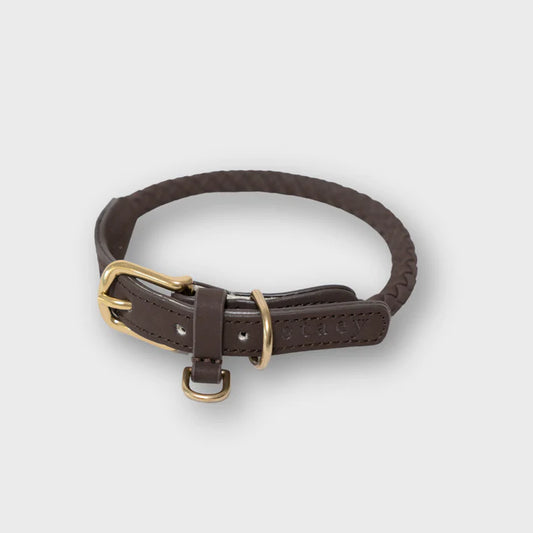 Braided Dog Collar Kaia | Espresso