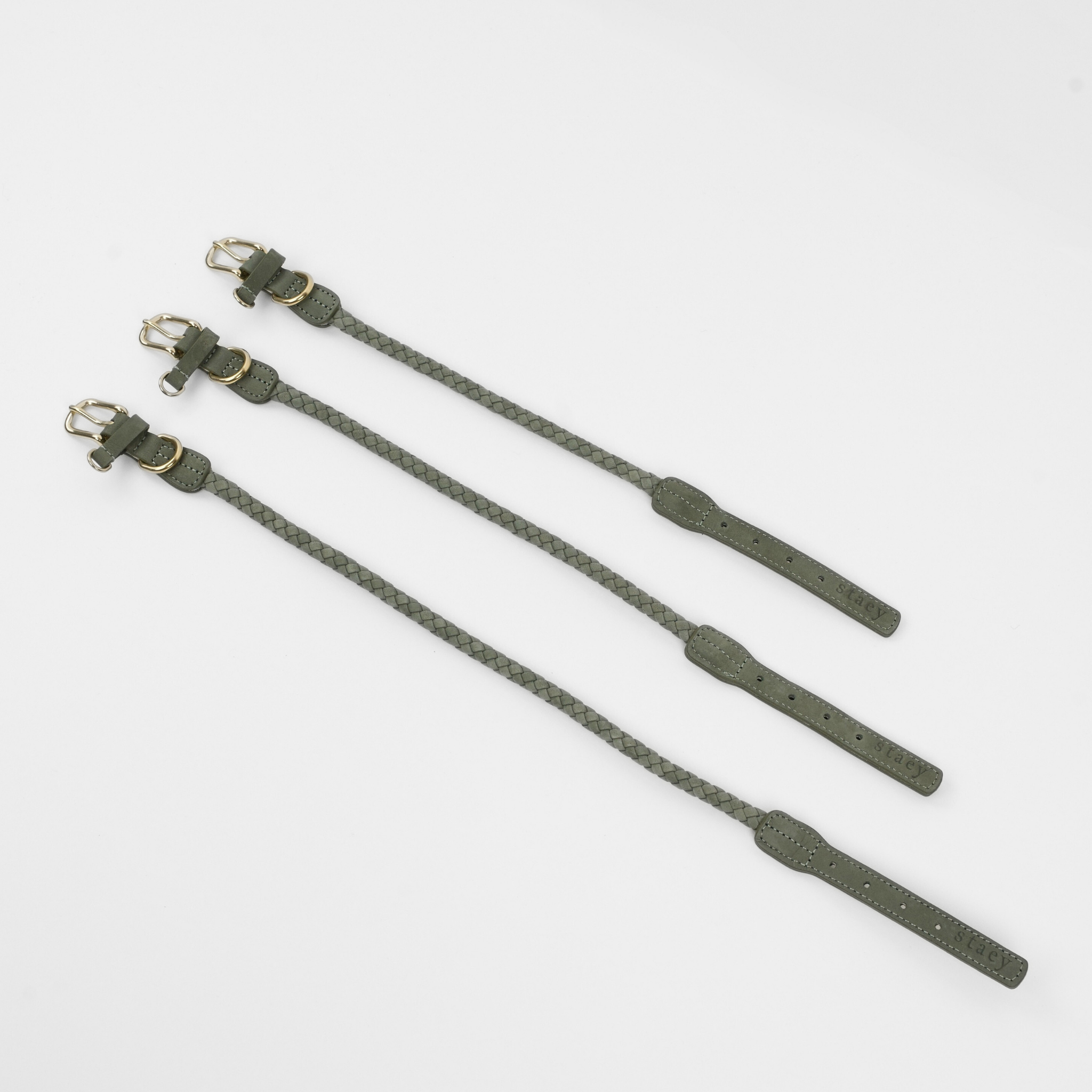 Kaia Geflochtenes Hundehalsband | Moss Grün