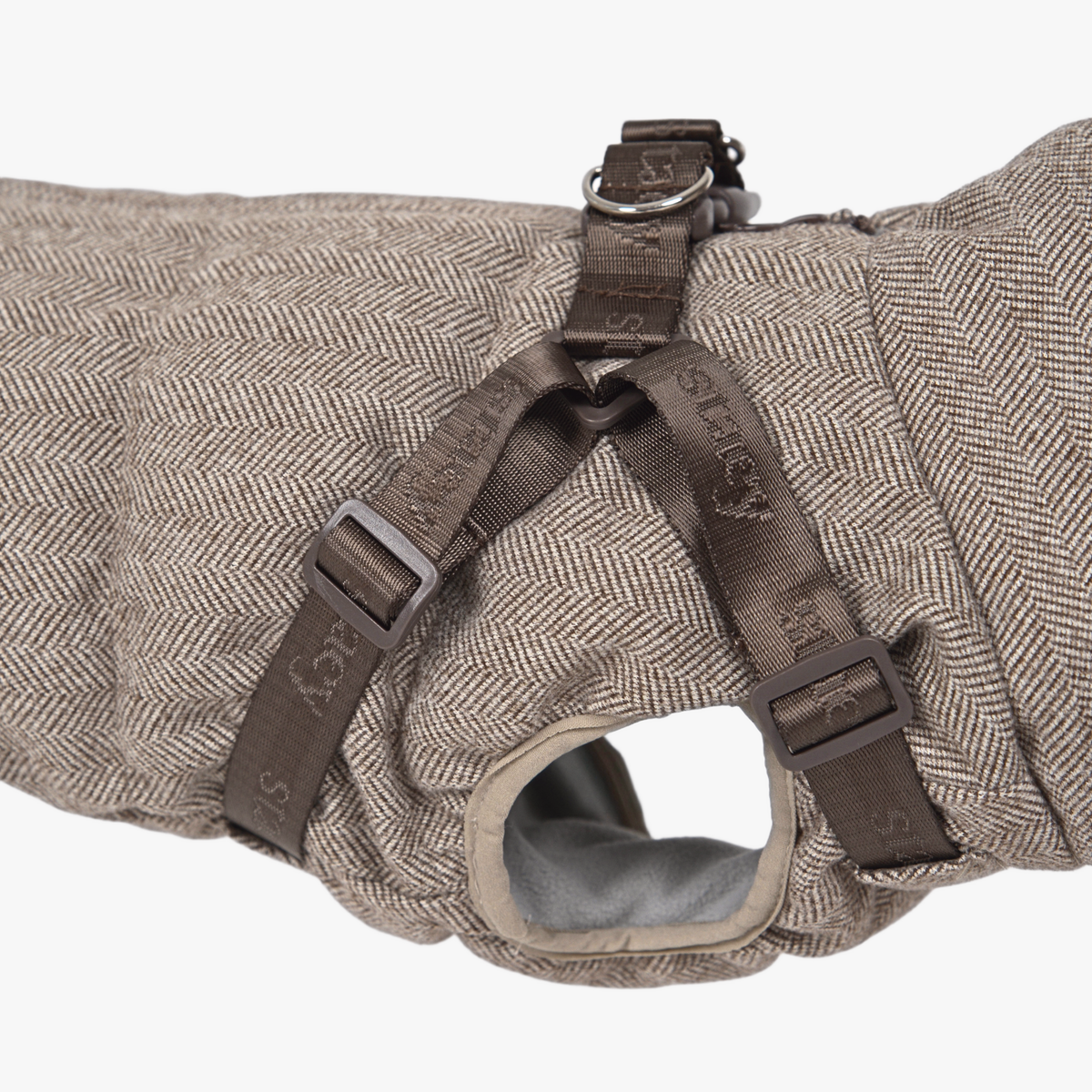 Vera Dog Coat w. Harness | Herringbone Mocca
