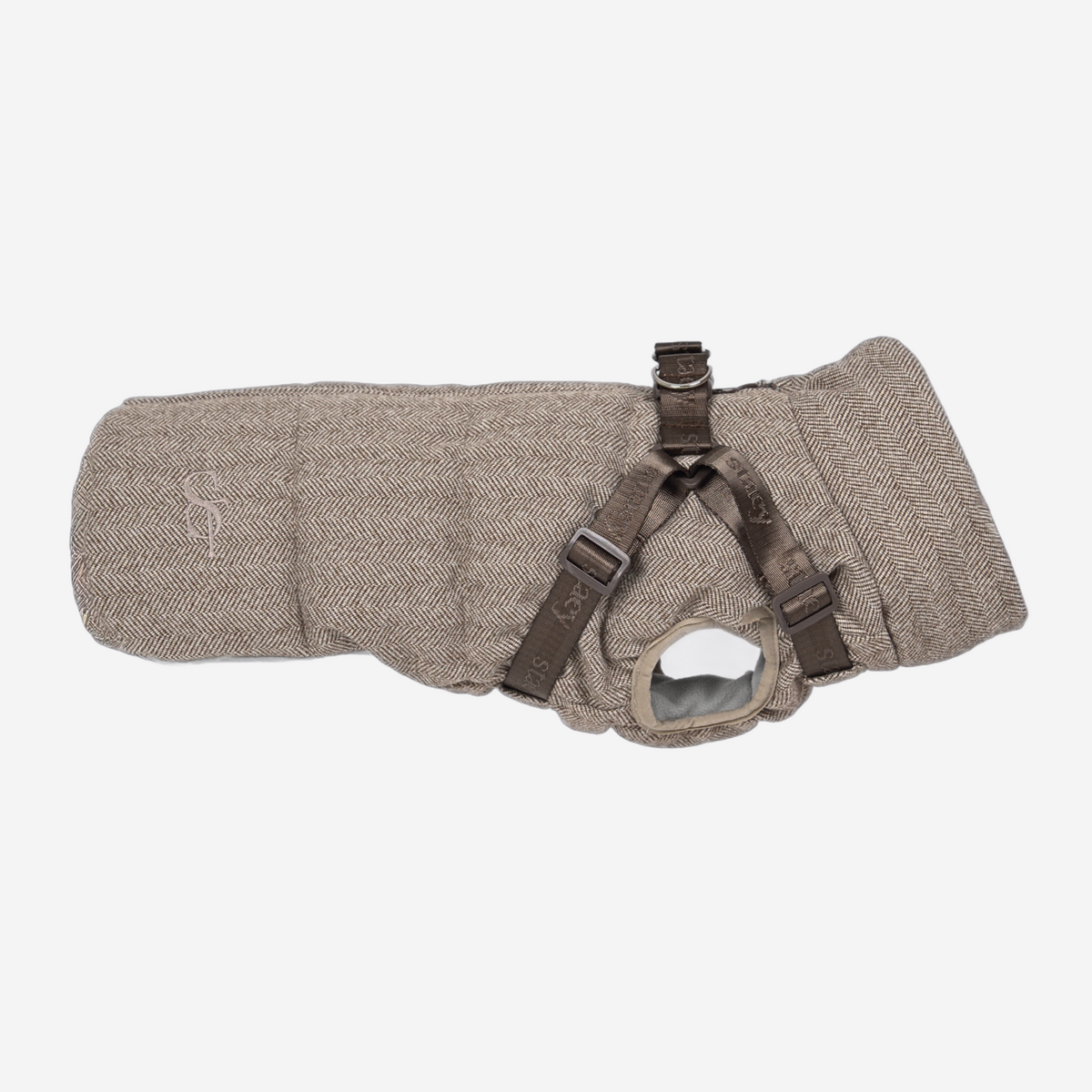 Vera Dog Coat w. Harness | Herringbone Mocca